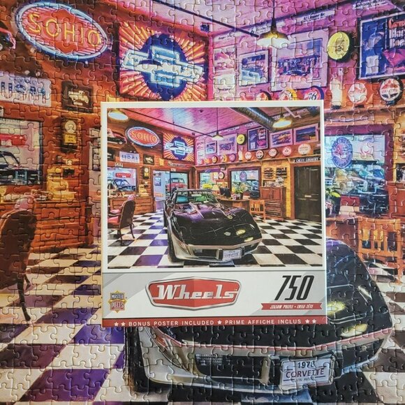 Wheels Corvette Classic Car Puzzle 750 Piece Master Chevrolet Man Cave No Poster - Picture 10 of 14